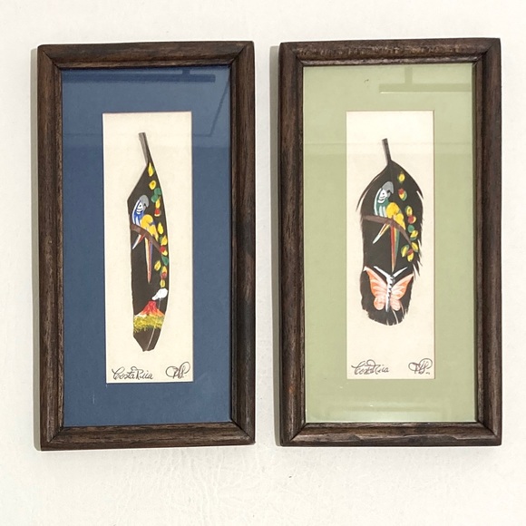 LAST CHANCE 😍 Set 2, Hand-painted Costa Rican Feather - Picture 10 of 13